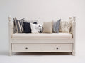 Sofá cama con 2 cajones 205x95x95 cm - blanco y beige - estructura clásica con almacenaje integrado