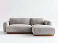 Sofá de esquina de tela 260 x 260 x 86 cm - gris claro y nogal - diseño moderno con chaise longue para salón