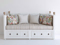 Sofá cama de madera 200x90x90 cm - blanco y madera natural - estilo clásico con 2 cajones de almacenamiento